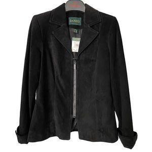 Danier Leather Suede Black Blazer Jacket with Sparkly Zipper, Women’s XS NEW